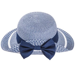 S399-Ladies wide brim straw hat with turn up brim/bow Wholesale ladies wide brim straw hat with turn up brim/bow in one colour