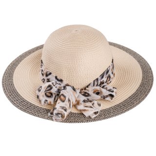 S404-Ladies wide brim straw hat with scarf band Wholesale ladies wide brim straw hat with scarf band and inside adjuster