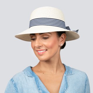 S411- LADIES WIDE BRIM STRAW WITH STRIPE BAND/BOW S411- LADIES WIDE BRIM STRAW WITH STRIPE BAND/BOW