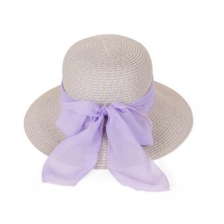 S429PS- LADIES PASTEL STRAW FEDORA HAT WITH RIBBON BAND