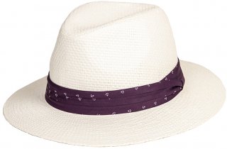 S437- MENS STRAW FEDORA WITH RIBBON BAND