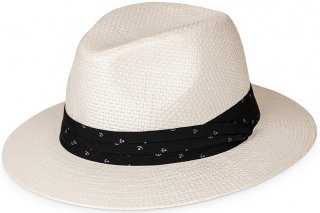 S438- MENS STRAW FEDORA WITH RIBBON BAND