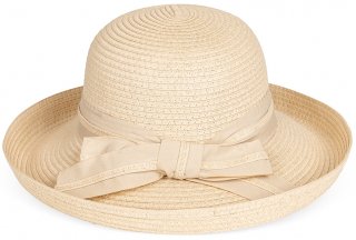 S455- LADIES WIDE BRIM STRAW HAT WITH TURN UP BRIM