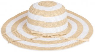 S456- LADIES STRIPE STRAW WIDE BRIN HAT