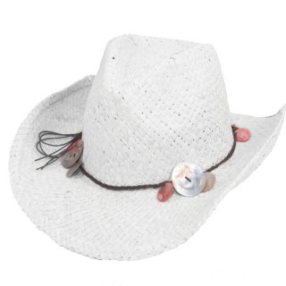 S45W - WOMEN'S STRAW COWBOY BEAD/BAND DETAIL