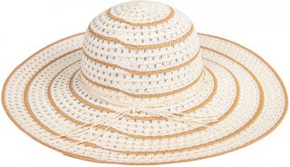 S461- LADIES STRIPE WIDE BRIM STRAW HAT