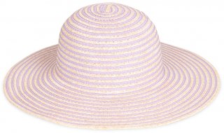 S465- LADIES COLOUR STRIPE WIDE BRIM STRAW HAT