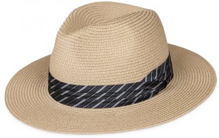 S471- MENS STRAW FEDORA WITH RIBBON BAND