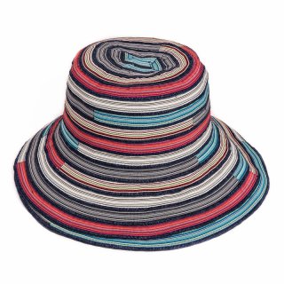 S475- LADIES SHORT BRIM MULTICOLOURED STRAW  HAT