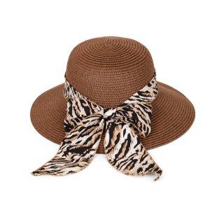 S480- LADIES SHORT BRIM STRAW HAT WITH SCARF BAND