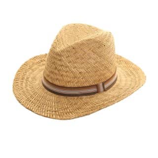 Bulk mens straw fedora with stripey band