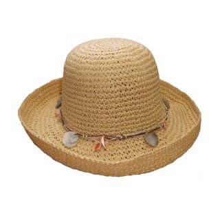 Bulk womens crushable straw hat with hell band