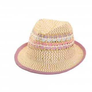 SC16 - GIRLS STRAW TRILBY WITH LILAC TRIM