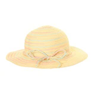 SC50-Girls multi striped wide brim straw hat