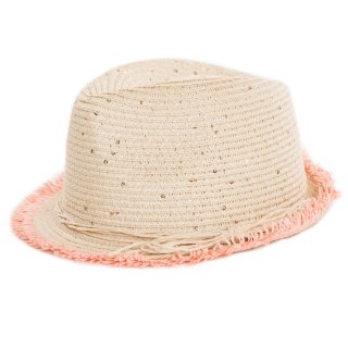 SC61-Girls straw detail trilby Wholesale girls straw sequin detailed trilby