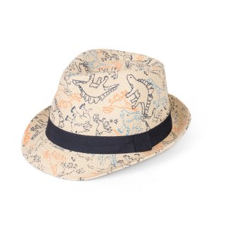 SC76- BOYS STRAW TRILBY WITH DINO PRINT BAND