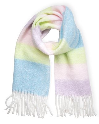 SCARF115-PK OF 6- LADIES PASTEL STRIPES OVERSIZED SCARF