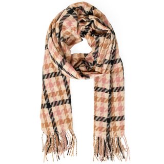 SCARF124 - LADIES OVERSIZED SCARF WITH DOG TOOTH PRINT