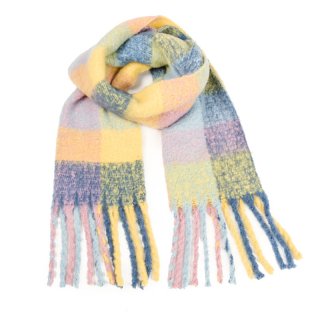Wholesale ladies oversized scarves with large checks in yellow