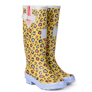Womens mustard leopard printed matt rubber wellington Wholesale womens mustard leopard printed matt rubber wellington