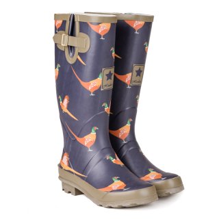 WF144 - WOMENS PHEASANT PRINTED MATT RUBBER WELLINGTON WF144 - WOMENS PHEASANT PRINTED MATT RUBBER WELLINGTON