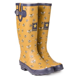 Wholesale womens bumble bee printed matt rubber wellington