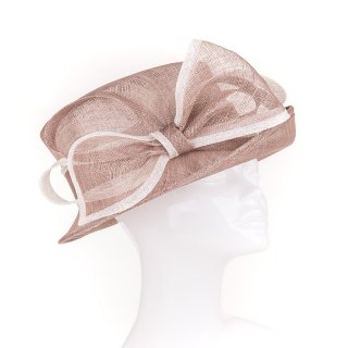 Wholesale short brim sinamay hat with 2 tone bow trim in light pink
