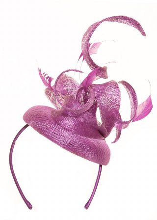 WH441C3 - SINAMAY FORM WITH SINAMAY TWISTS & FEATHERS WH441C3 - SINAMAY FORM WITH SINAMAY TWISTS & FEATHERS