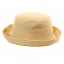 Cream coloured linen bulk sun hat with turn up brim