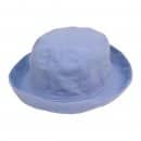 Blue coloured linen bulk sun hat with turn up brim