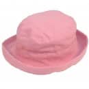 Pink coloured linen bulk sun hat with turn up brim