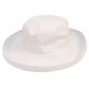 Wholesale linen sun hat with large turn-up brim in white