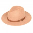 A1338 NT -  NATURAL LADIES  FELT FEDORA WITH STUD BELT BAND