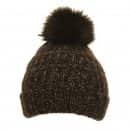 Bulk bobble hat with faux fur pom pom in black