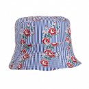Wholesale bush hat with rose print and blue striped design