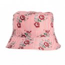 Wholesale bush hat with rose print and red striped design