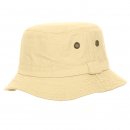 Wholesale denim bush hat featuring eyelets in sand colours