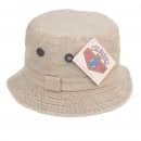 Wholesale denim bush hat featuring eyelets in stone colours