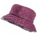 Wholesale quilted bush hat in maroon with faux fur lining