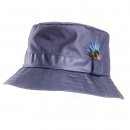 Wholesale wax bush hat featuring a feather detail in navy