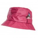 Wholesale wax bush hat featuring a feather detail in maroon