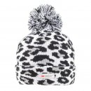 Bulk ladies grey leopard print thinsulate bobble hat