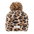 Bulk ladies brown leopard print thinsulate bobble hat