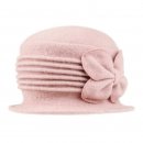 Wholesale crushable pink wool hat with bow detail