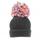 Wholesale ladies extra large multi knitted pompom in black
