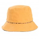 Wholesale ladies mustard coloured reversible leopard print bucket hat developed from cotton and polyester