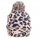 A1607- LADIES LEOPARD PRINT THINSULATE BOBBLE HAT