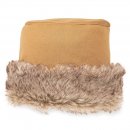 A1611- LADIES COLOURED BUCKET HAT WITH FAUX FUR BRIM