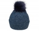 A1670- LADIES PATTERN KNITTED BOBBLE HAT/FAUX FUR POM POM