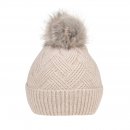 A1670- LADIES PATTERN KNITTED BOBBLE HAT/FAUX FUR POM POM